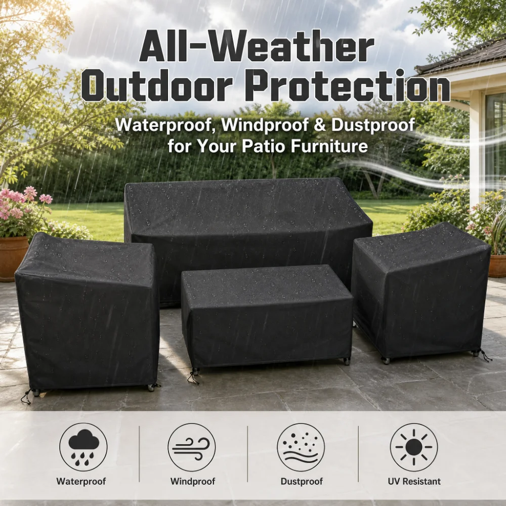 Outdoor Furniture Recliner Set - 4pcs/Set Patio Furniture Covers, Heavy Duty