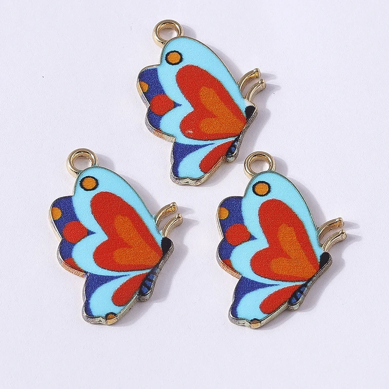 10 Stück 16x34mm Niedliche Bunte Emaille Fliegende Schmetterling-Anhänger für Schmuckherstellung, Halsketten, Ohrringe, DIY-Bastelzubehör – Detail 6