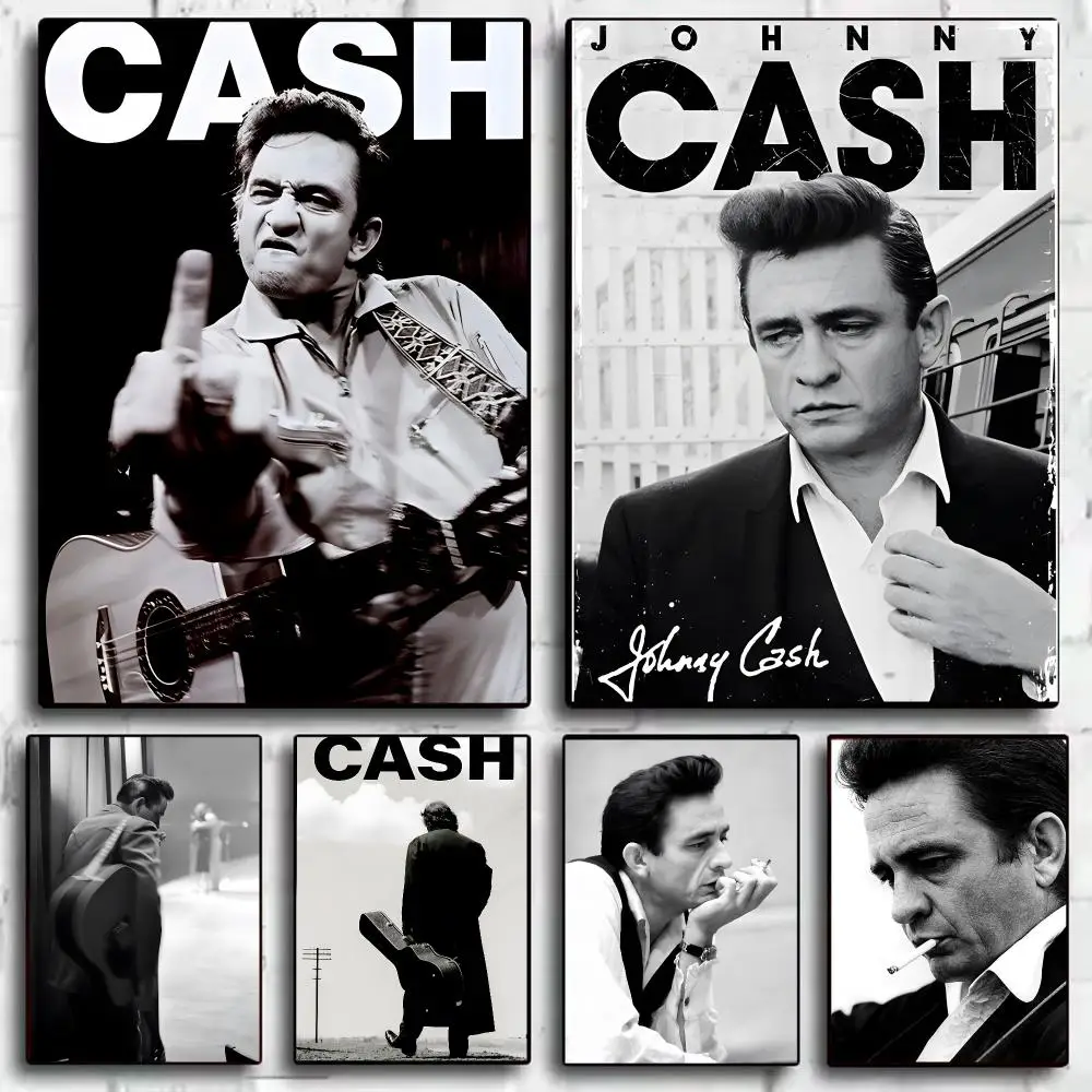 Famous Musicians J-Johnny C-Cash Poster Decorative Wall Art Sticker Mural Print for Bedroom Living Room Hallway Home Decor Gift