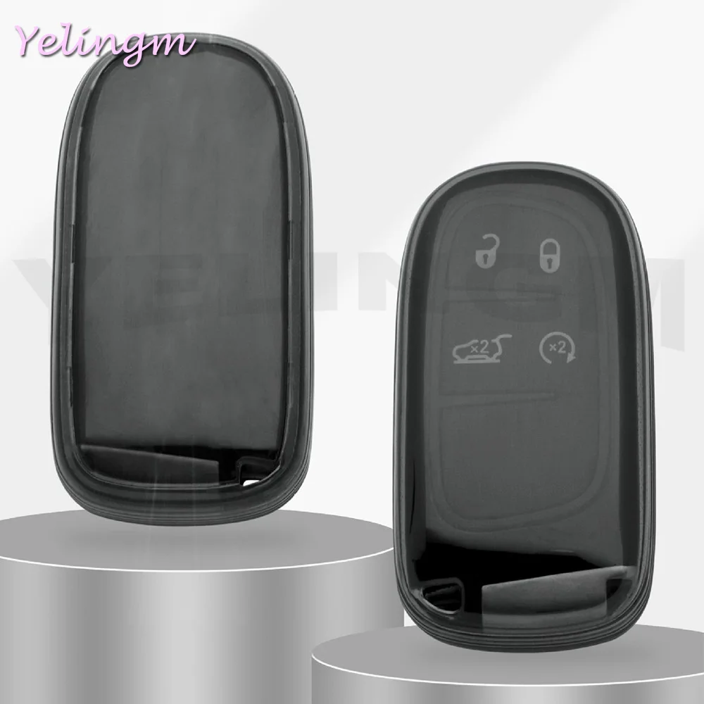 Für Jeep Renegade Compass Grand Cherokee Chrysler 300 200 Fiat 500X Dart Autoschlüssel-Hülle Schlüsselanhänger Schwarz Transparent