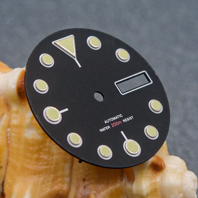 Green Luminous 28.5mm Dial NH35 NH36 Watch Dial Fit 7s26 NH35 NH36 Watch Movement Turtle Abalone SKX007 Tuna Watch Repair Parts