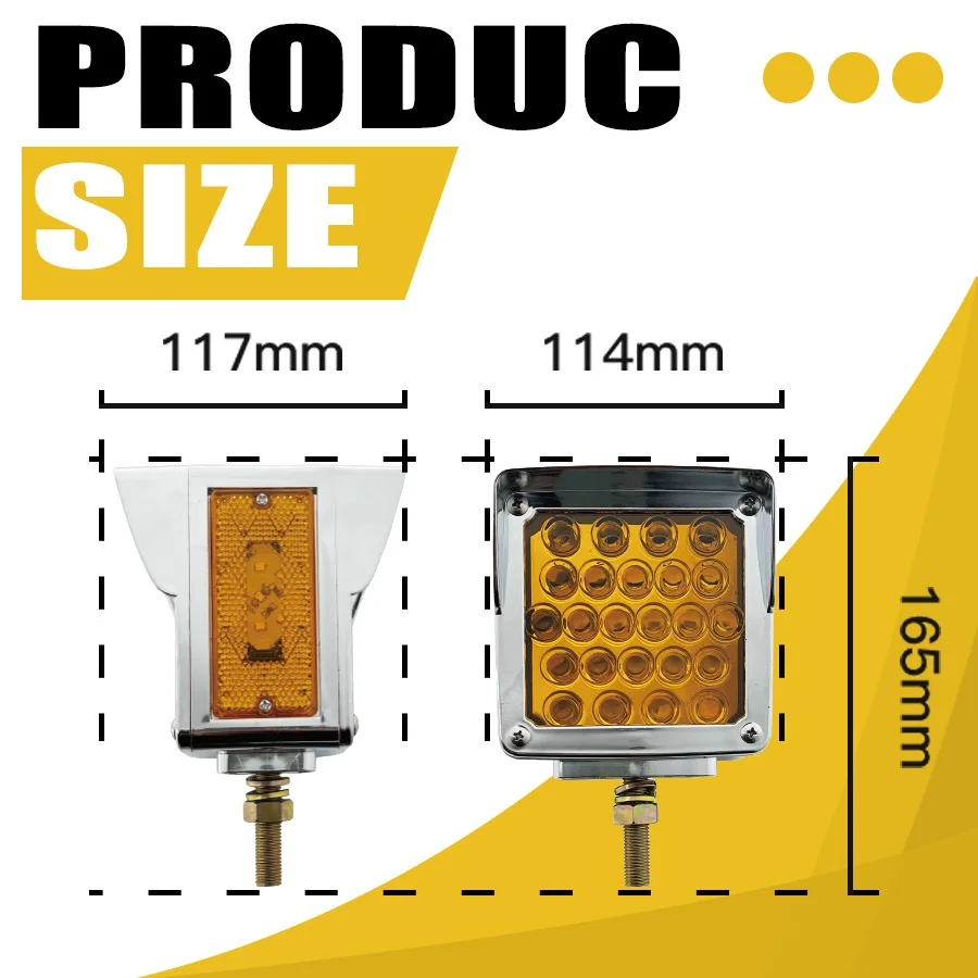 2 LED vehicle lights, turn signals and auxiliary LED base lights, 24 LED headlight beads, suitable for semi-trucks, RVs, campers