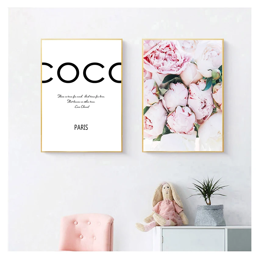 Print Coco Quote Poster Inspirational Canvas Picture Painting Living Room Bedroom Decor Fashion Blush Pink Wall Art Peonies