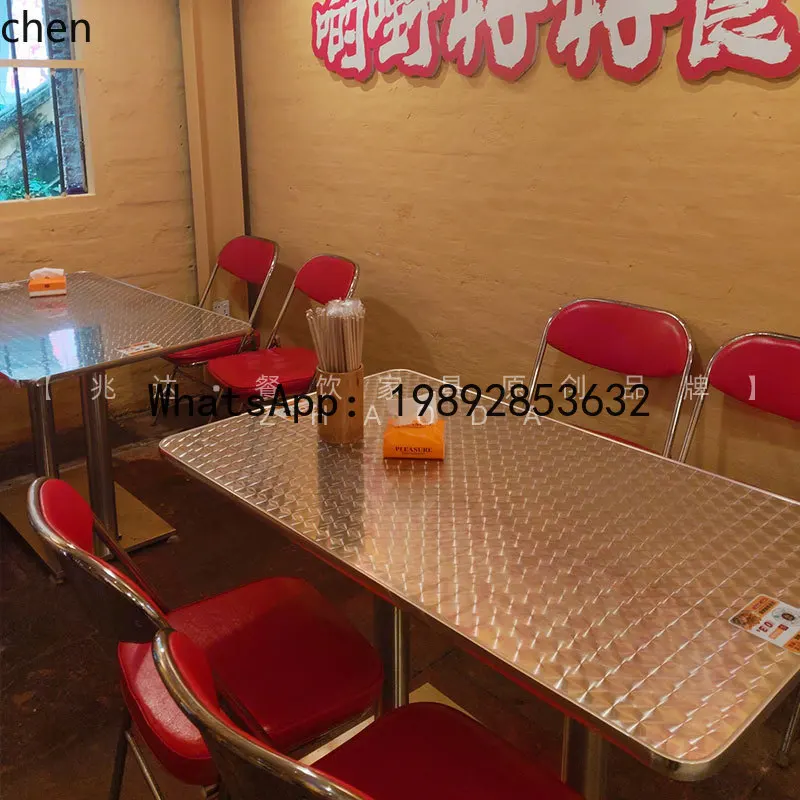 

X7 Industrial Style Fast Food Restaurant Anti-Stain Dining Table Stainless Steel Folding Chair