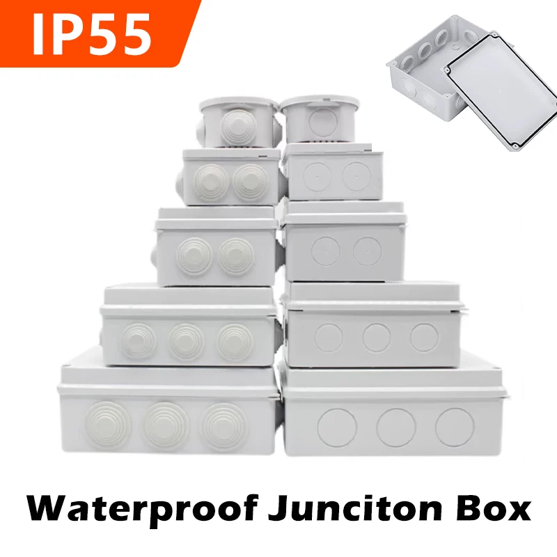 ABS Plastic Waterproof Power Box IP55 Electric Control Box DIY Indoor Outdoor Wire Shell Connection Cable Branch Junction Box