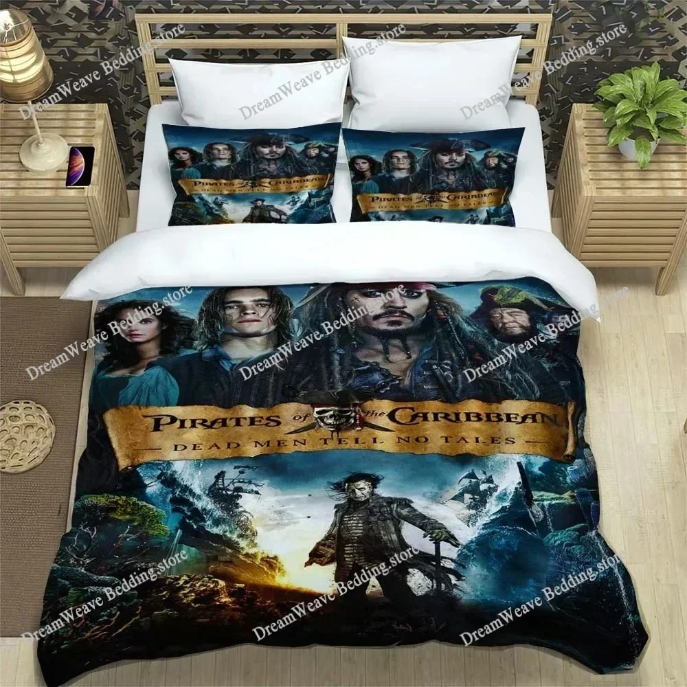 Pirates Jack Duvet Cover Pillowcase Pirates of The Caribbean Bedding Set Adult Boy Bedroom Decoration Gift Single Double Size519