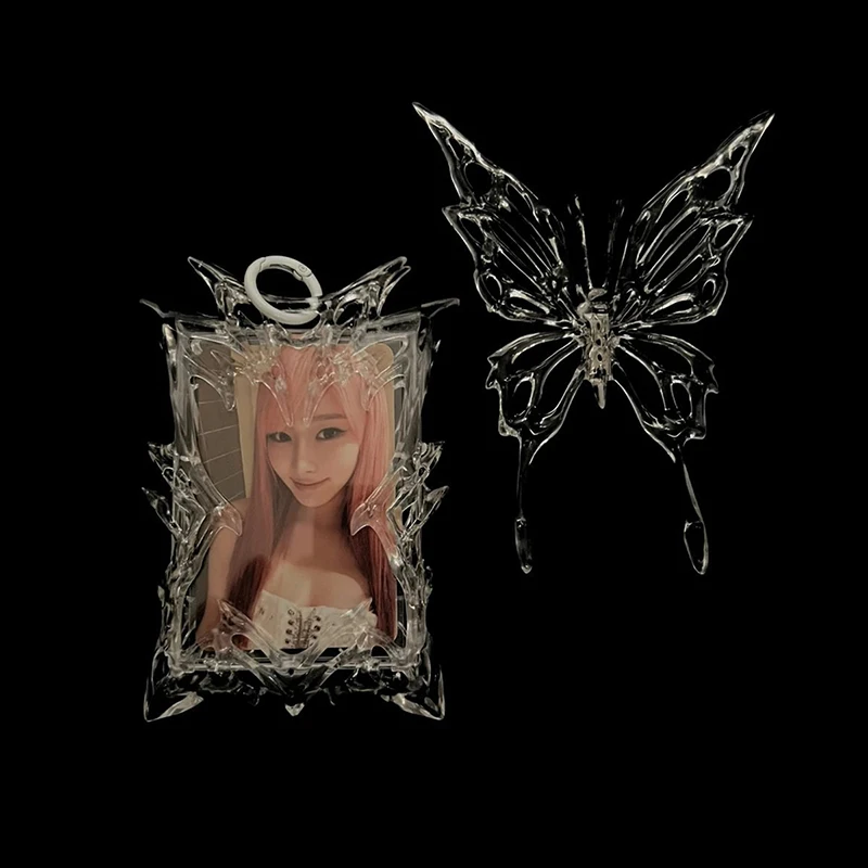 Aesthetic 3D Transparent Butterfly Photocard Holder Kpop Small Card Protector Card Display Cover Advanced Sense Card Cover
