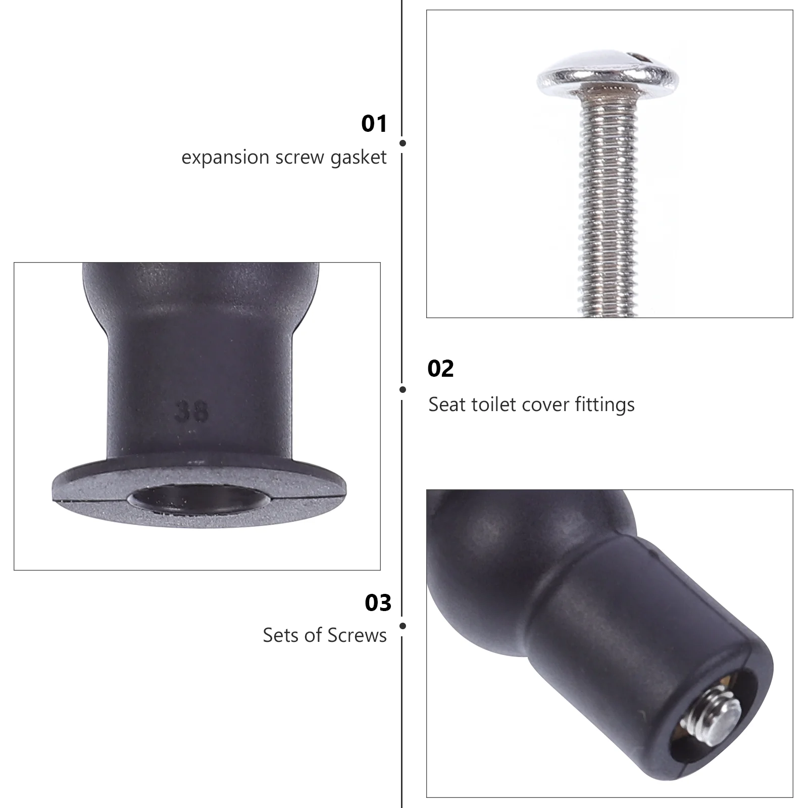 

2Sets Toilet Cover Screws High Strength Reliable Quality Simple Installation Universal Accessory Mounting Tools