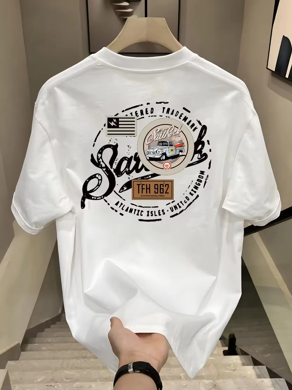 Retro Summer Trend Short Sleeve T-Shirt Unisex Cotton Polymail Creative Interest Printing Wear Resistant round Neck Top