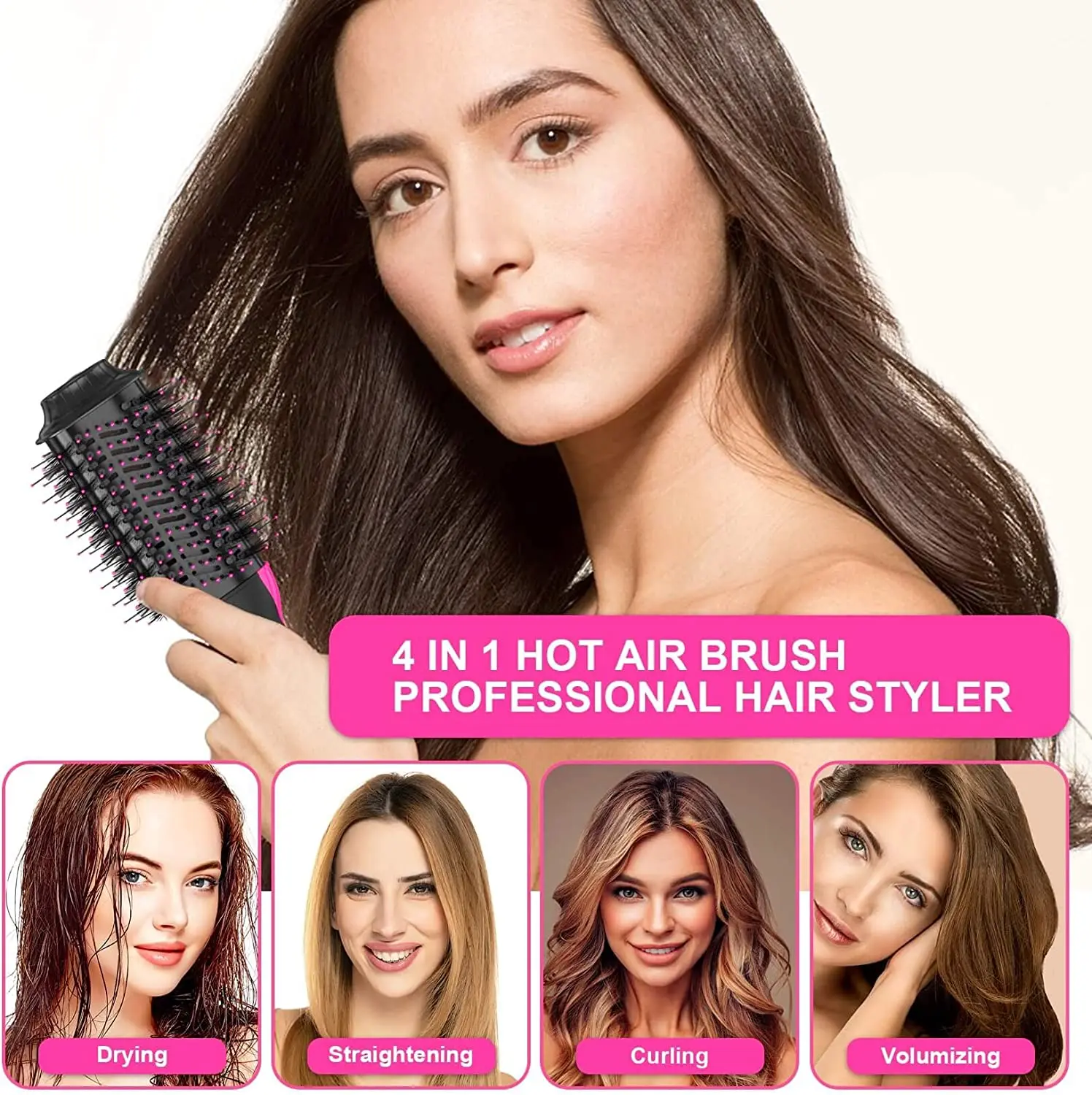 Hot Air Brush Hair Dryer Brush For Woman Hot Air Brush Styler And Dryer 4 In 1 Hot Air Brush One Step Hair Dryer/Stylervolumizer