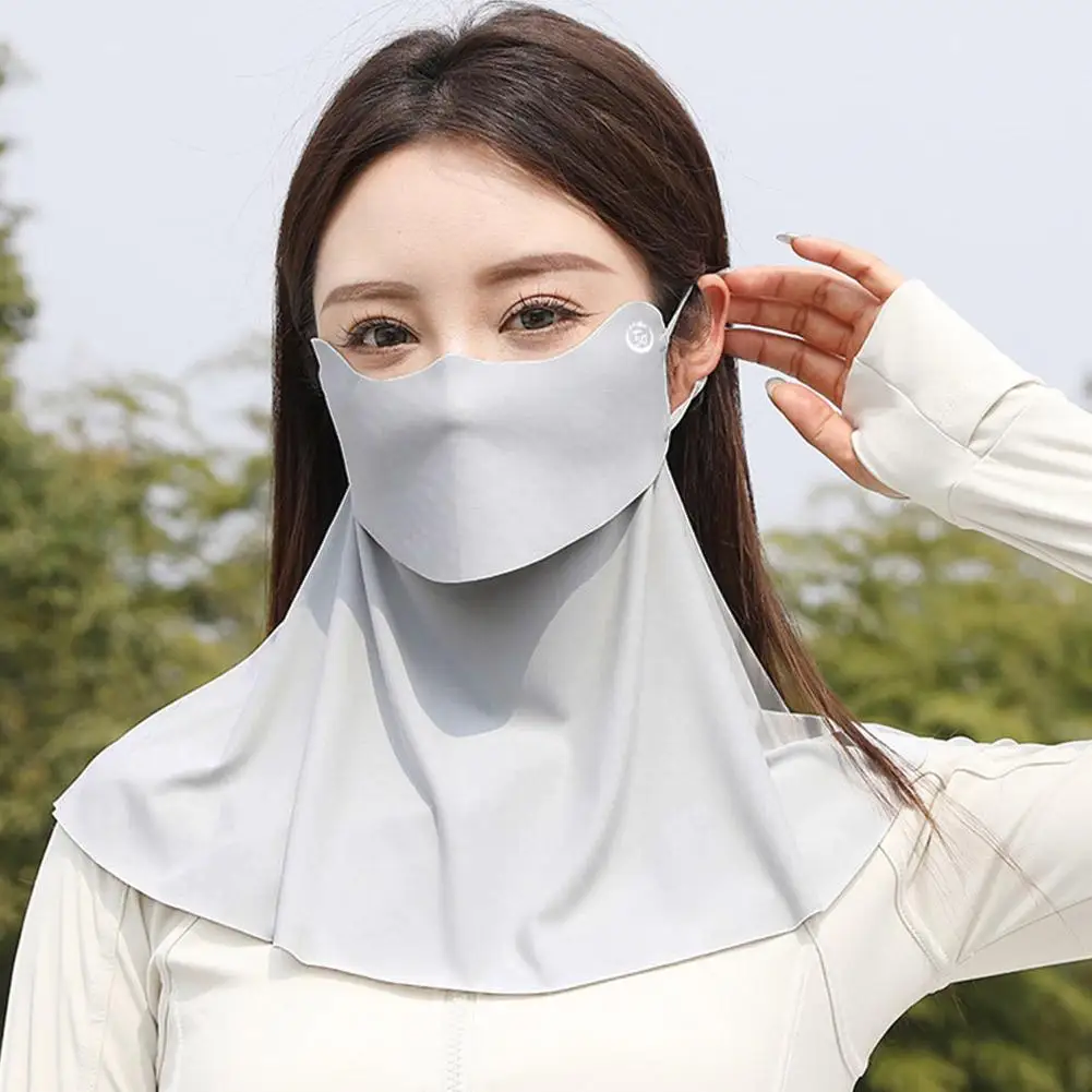 UPF50+ Sun Proof Protection Mask Neck Scarf Ice Silk Face Cover