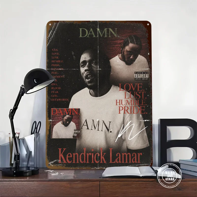 Kendrick Lamar Personalized 3D Textured Metal Poster Wall Art Vintage Tin Signs for Decoration Garage Decorations Man Cave Decor