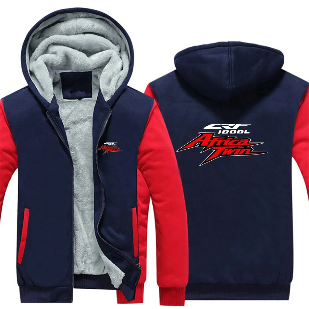 

2024 Africa Twin Crf 1000L Logo Print Winter Fashion Solid Color Zipper Thickened Hoodies Comfortable Warm Cold Prevention Coats