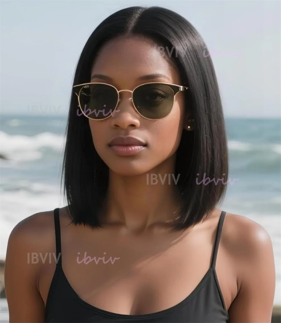 슈퍼 더블 드로운 210% 밀도 13x4 레이스 인모 가발, 본 스트레이트 100% 인모 보브 가발, 흑인 여성용 부드럽고 매끄러운 가발