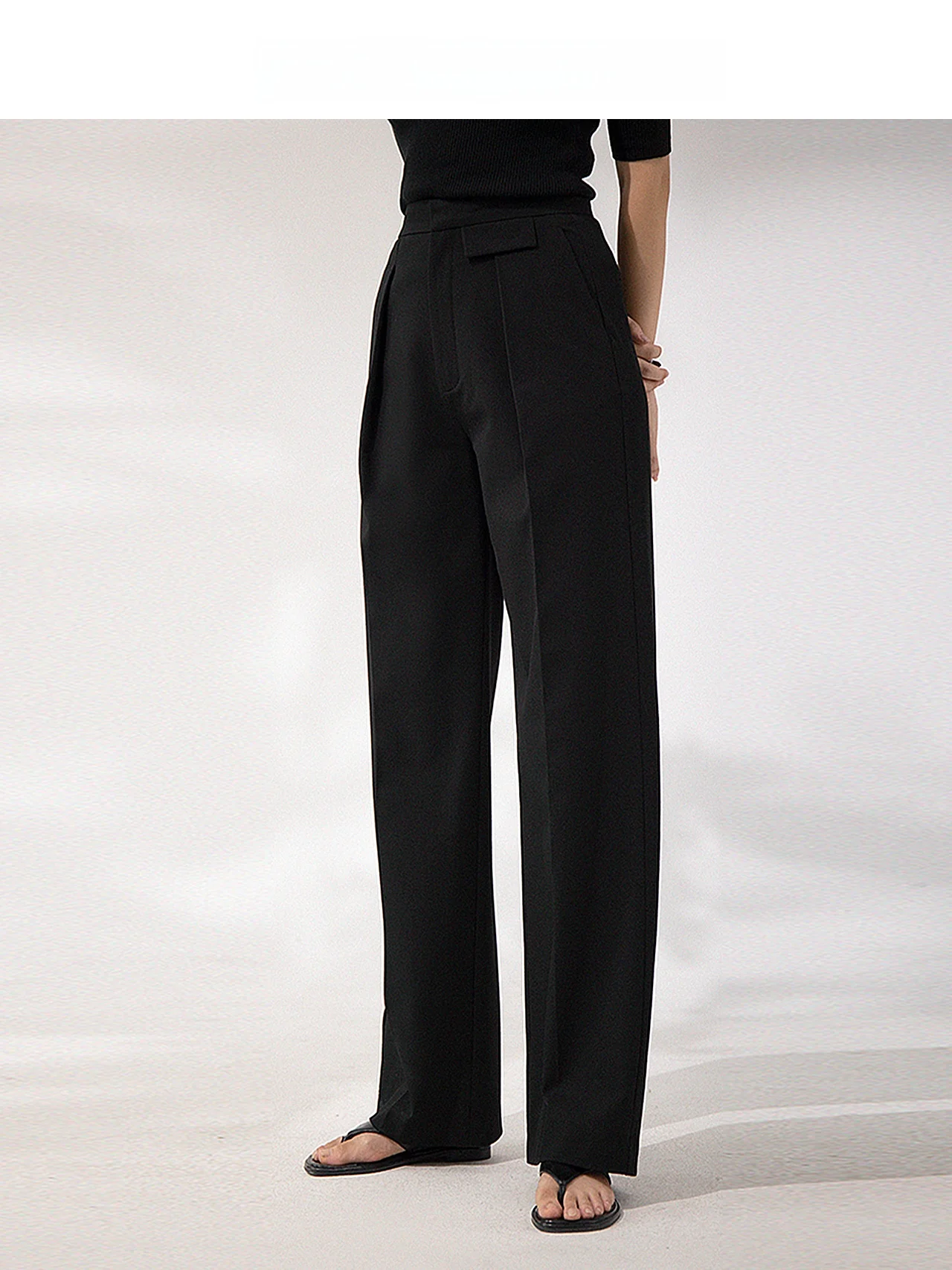 

High Waist Black Wide Leg Pants Women's Casual Straight Cut Suiting Trousers Spring Autumn New Style Slimming Effect