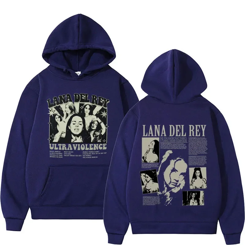 Singer Lana Del Rey Hoodies Ultraviolence Music Album Hooded Men Women's Clothes Fashion Vintage Oversized Sweatshirt Streetwear