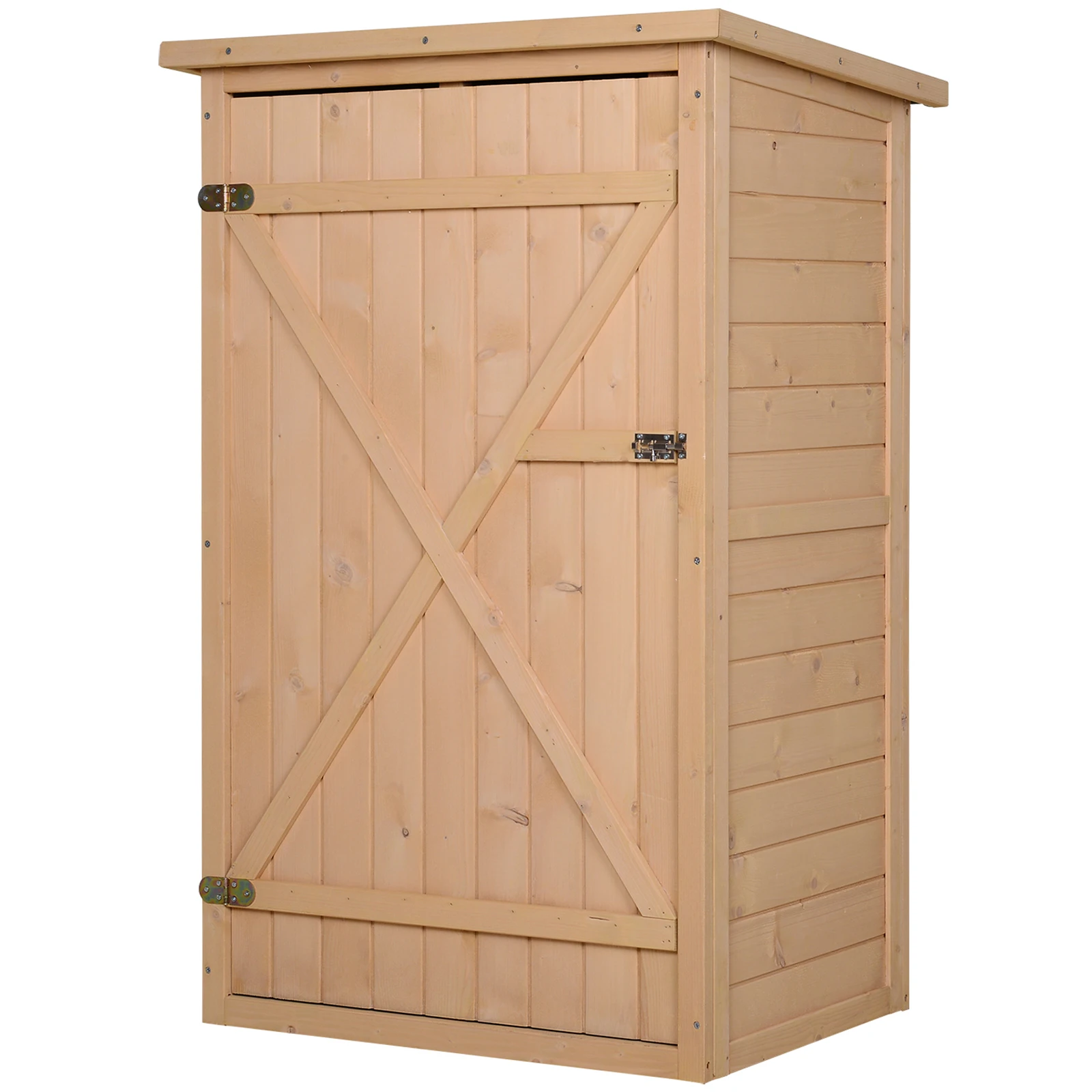 Outsunny wooden garden shed 75x56x115cm with 3 shelves door latch