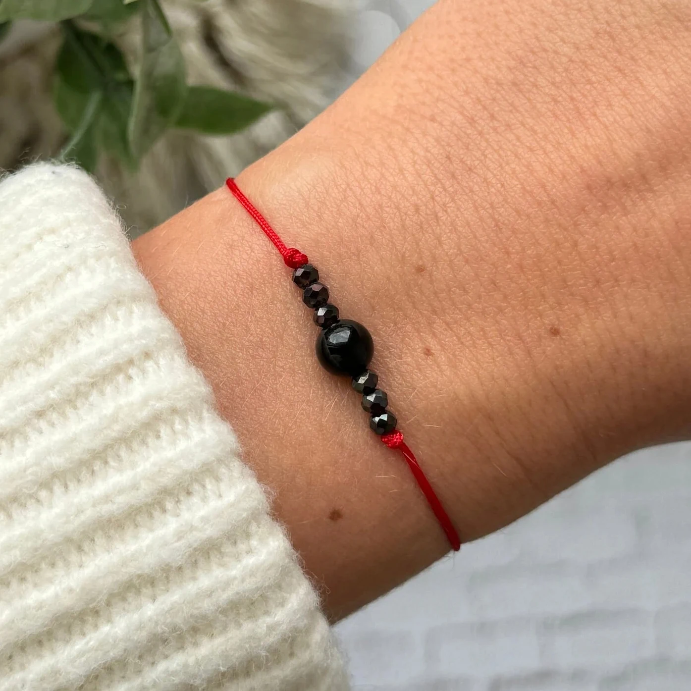 Black Protection Red String Bracelet without card, Luck, Empath Aura Protection Emf Blocker, 1pc