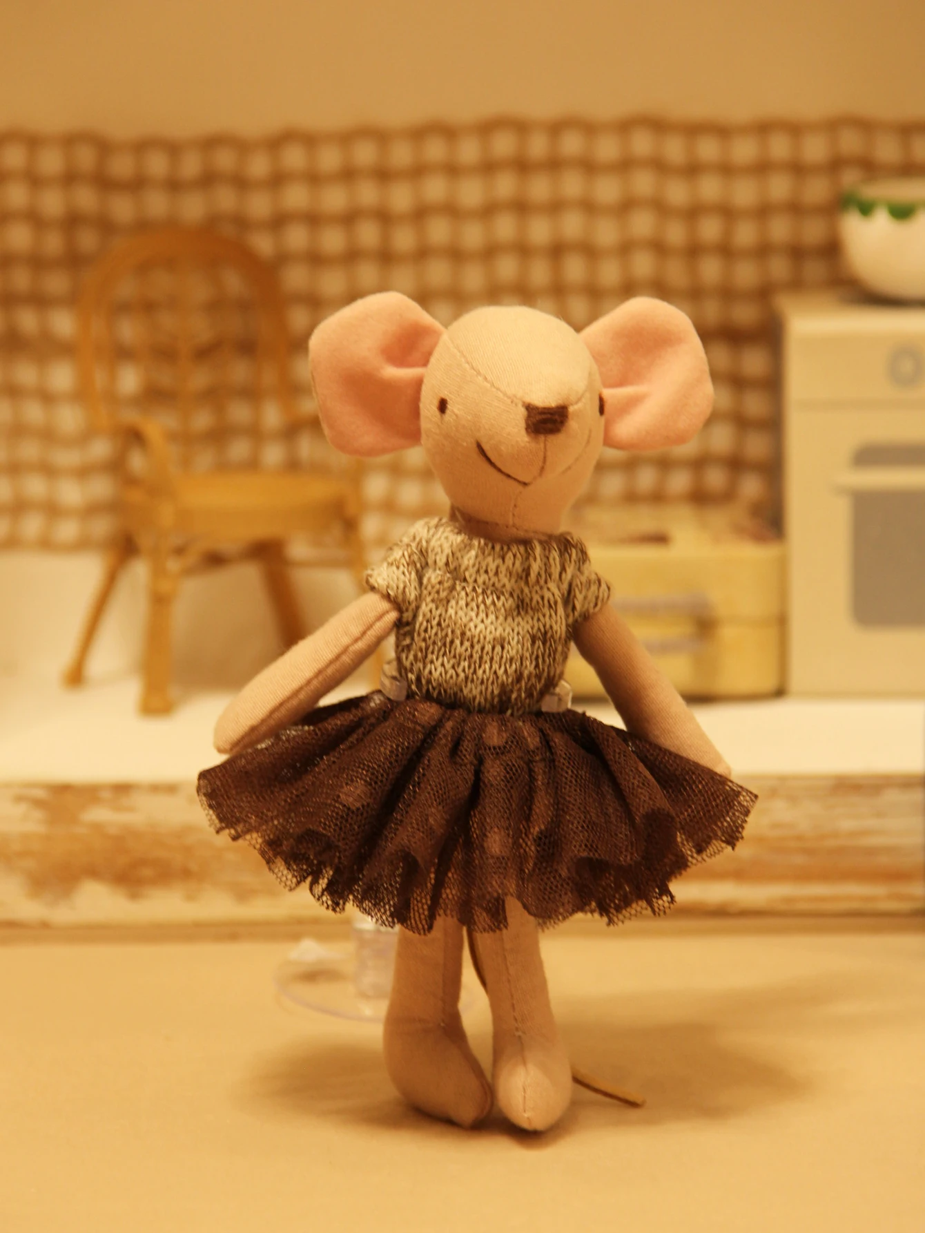 H-13 سنتيمتر اللعب منزل دمية الماوس مع تنورة دانتيل مناسبة ل Bjd Ob11 بيت الدمية الحلي مناسبة لهدايا عيد الأطفال هدايا عيد الميلاد