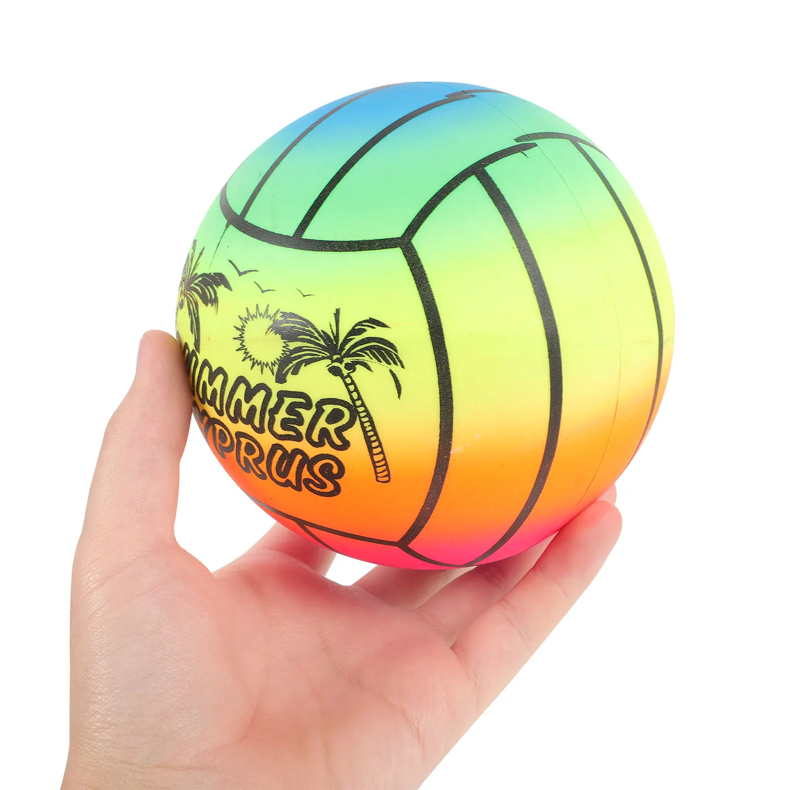 3 pcs Rainbow Elastic Bounce Ball Kids Catching Throwing Skill Training Beach Gradient Flapping
