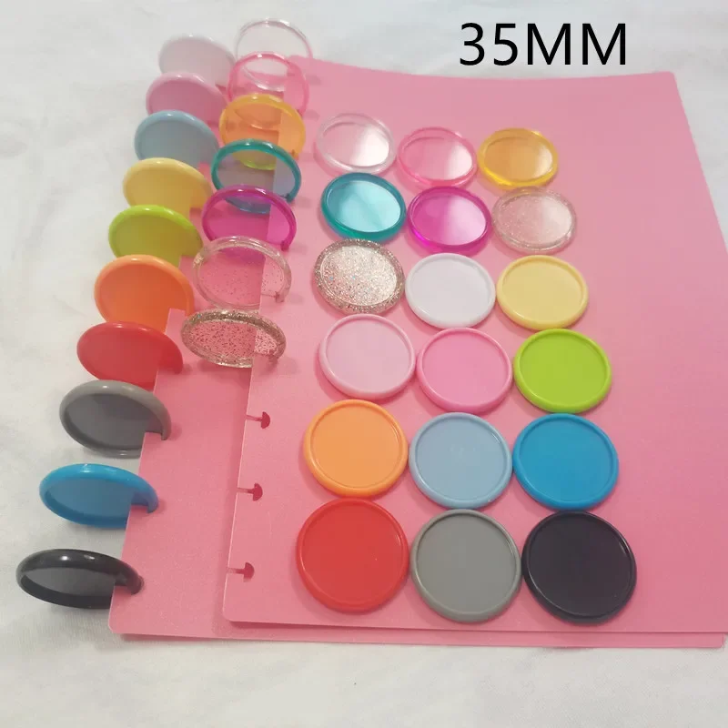 35MM100PCS plastic solid binding ring buckle, T-shaped mushroom hole loose-leaf notepad DIY special binding consumables.