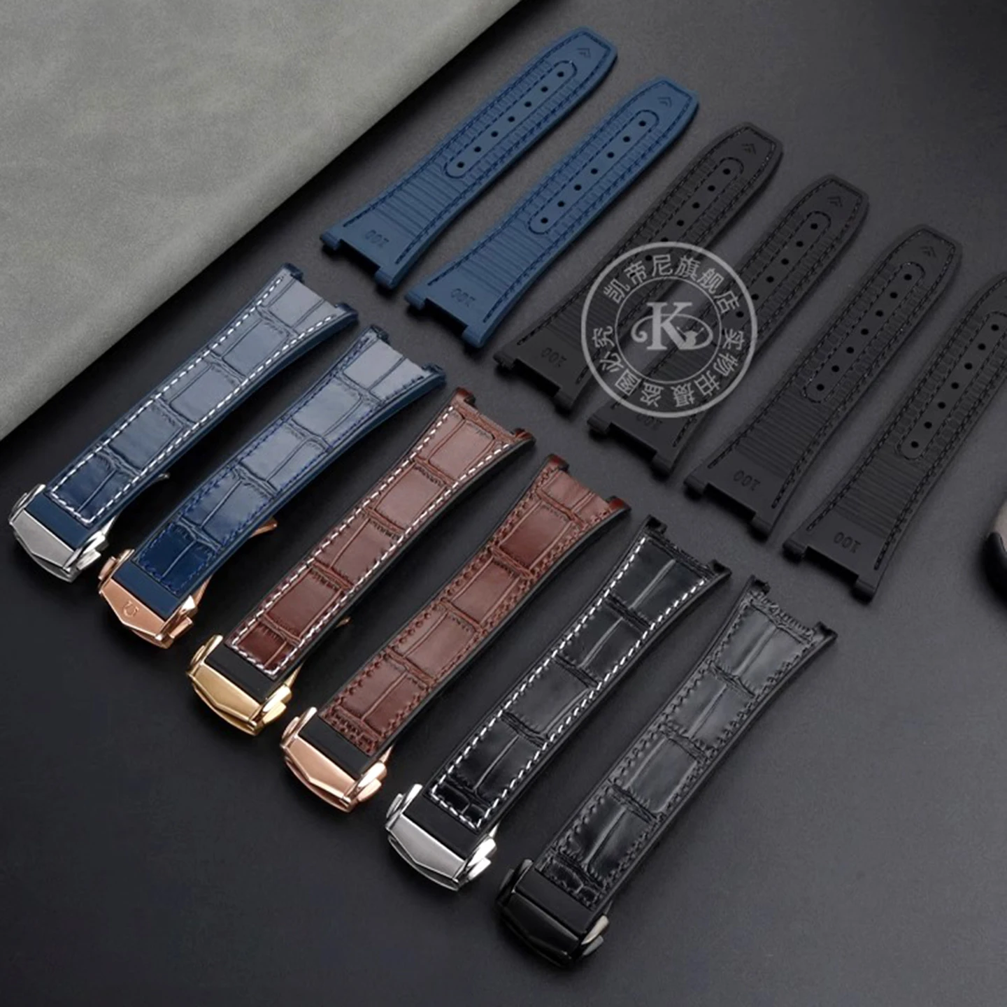 For Omega Constellation Manhattan Series Watch Strap Cowhide Leather Crocodile Pattern Silicone Rubber Bottom Observatory Band