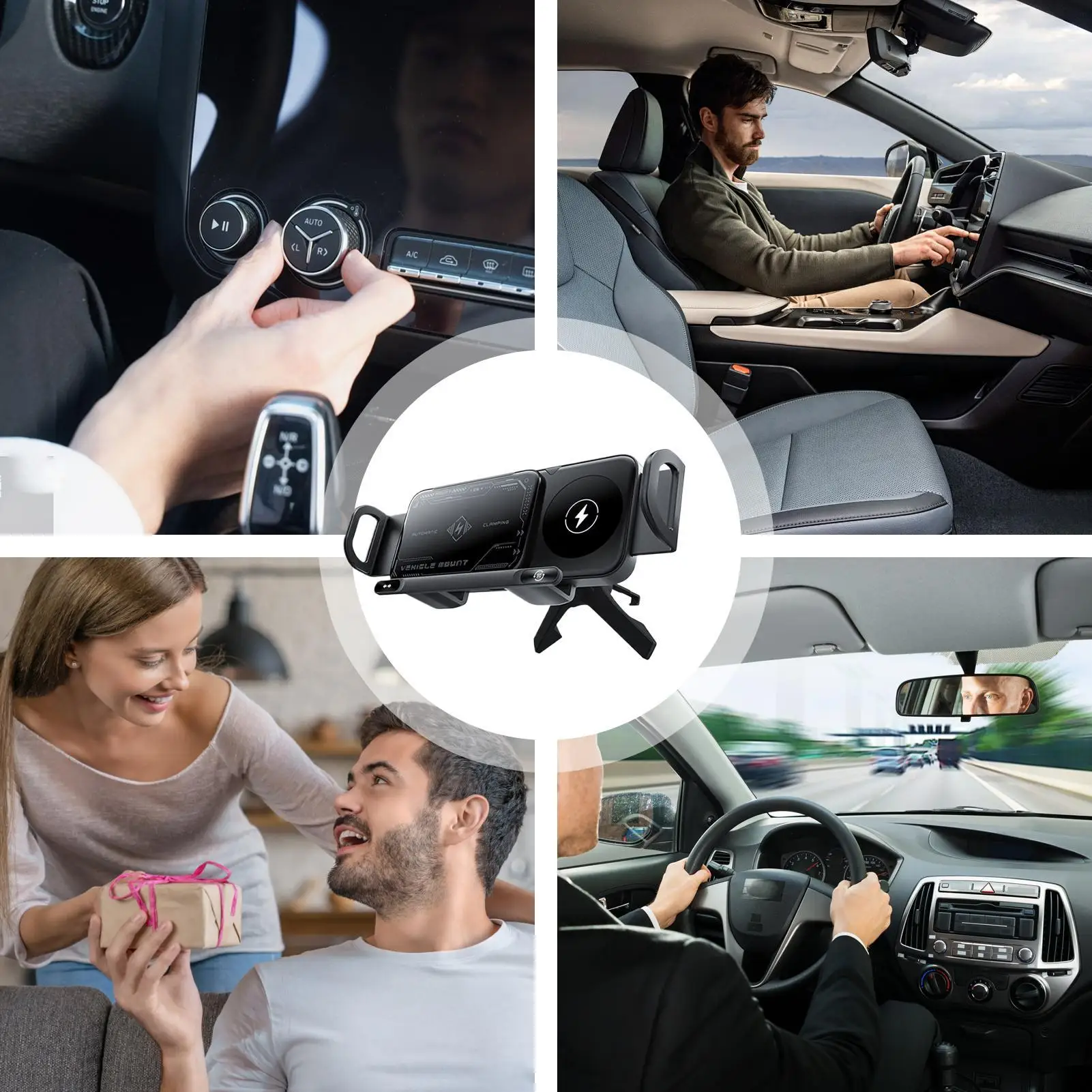 Untuk Huawei Mate X/ Vivo X Lipat/Samsung Galaxy Z Lipat/Xiaomi MIX Lipat Pengisi Daya Mobil Nirkabel Dasbor Dudukan Ponsel 15W Kumparan Ganda