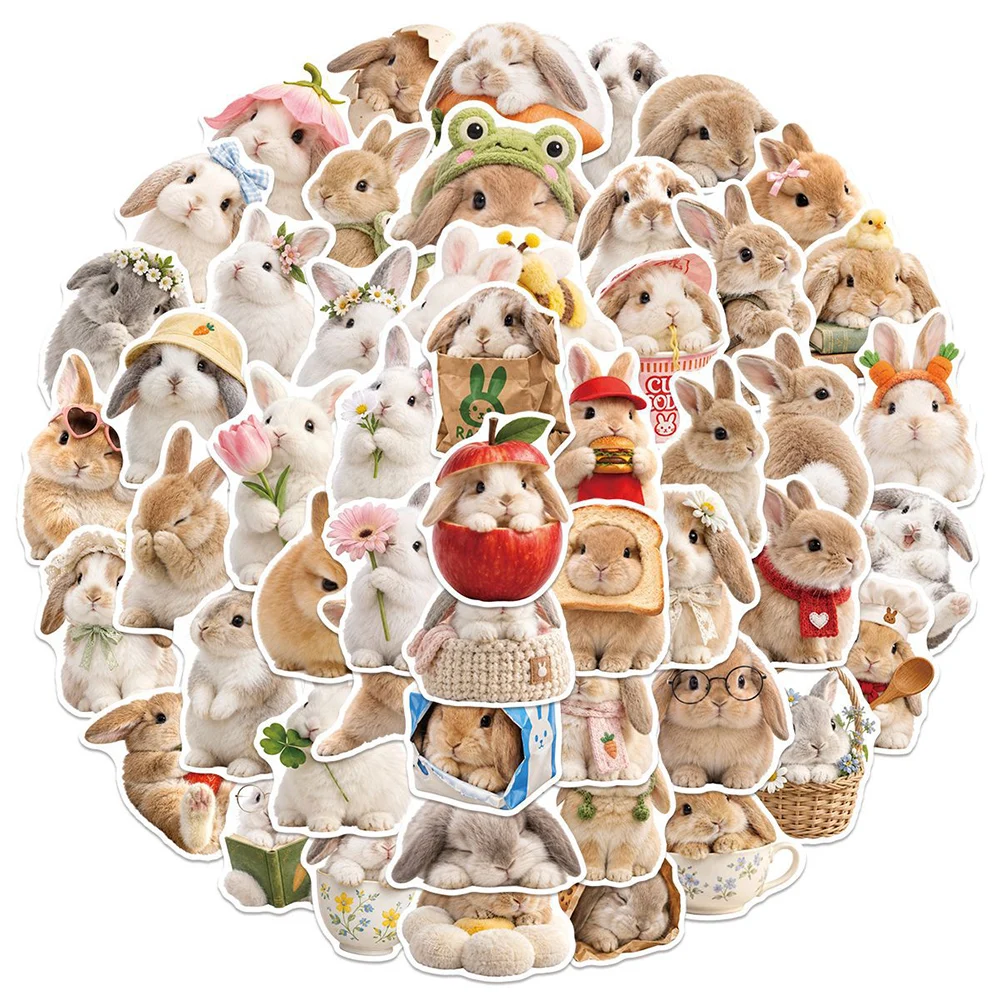 10/30/50pcs Cartoon Kawaii Rabbit Funny Animals Decoration Stickers Graffiti Laptop Notebook Suitcase Cute Aesthetic Decal Gifts