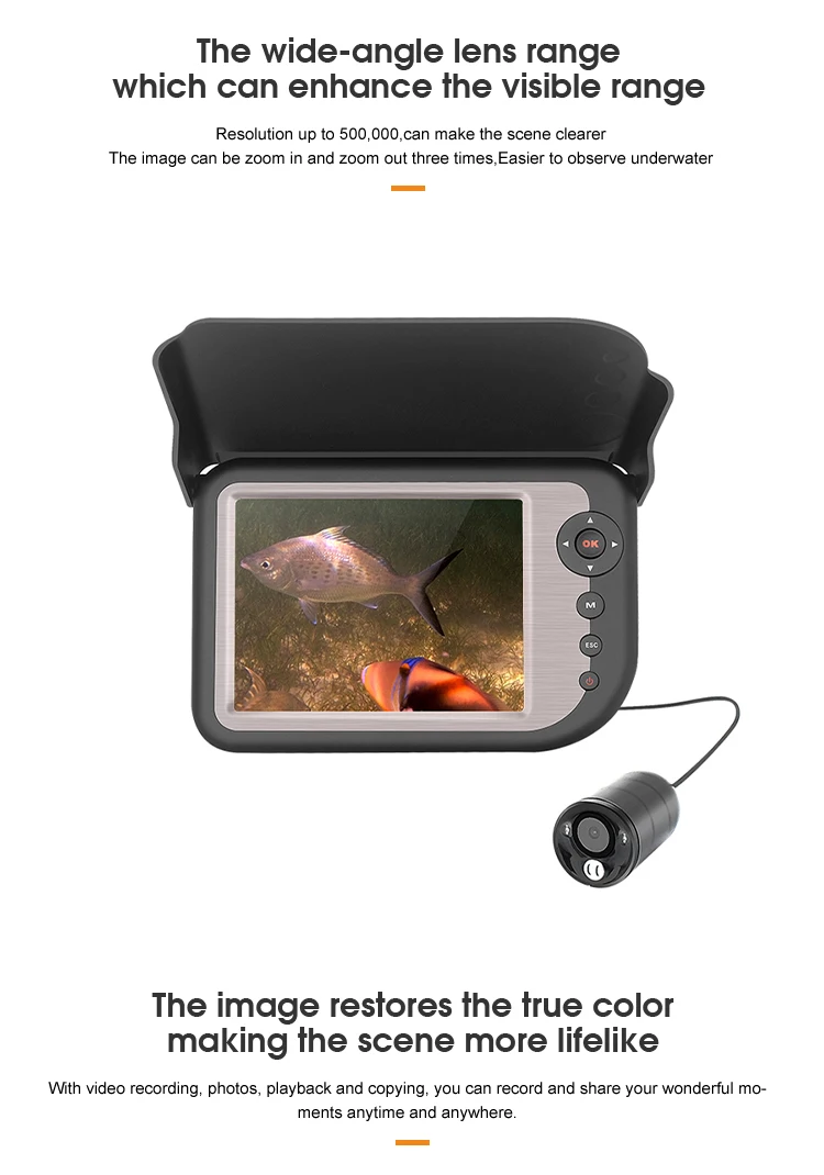 HR-5025D Custom Printed 25M 5Inch Depth Sea Winter Ice Fishing Underwater Cmra with Video Recoding