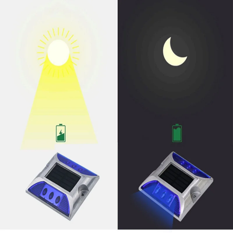 Led energia solar luzes marcador à terra à prova dwaterproof água garagem estrada pico lâmpada ao ar livre jardim constante aviso caminho luz novo