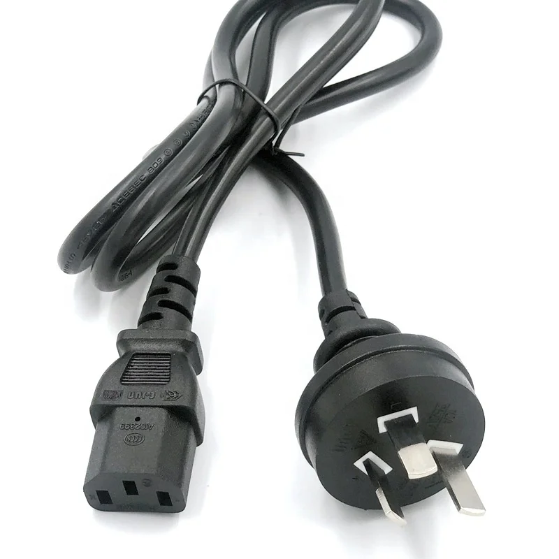 

2 шт., 1 м, черный, 3-контактный разъем AS3112 для IEC C13, австралийский шнур питания H05VV-F 3G * 0,75 мм2