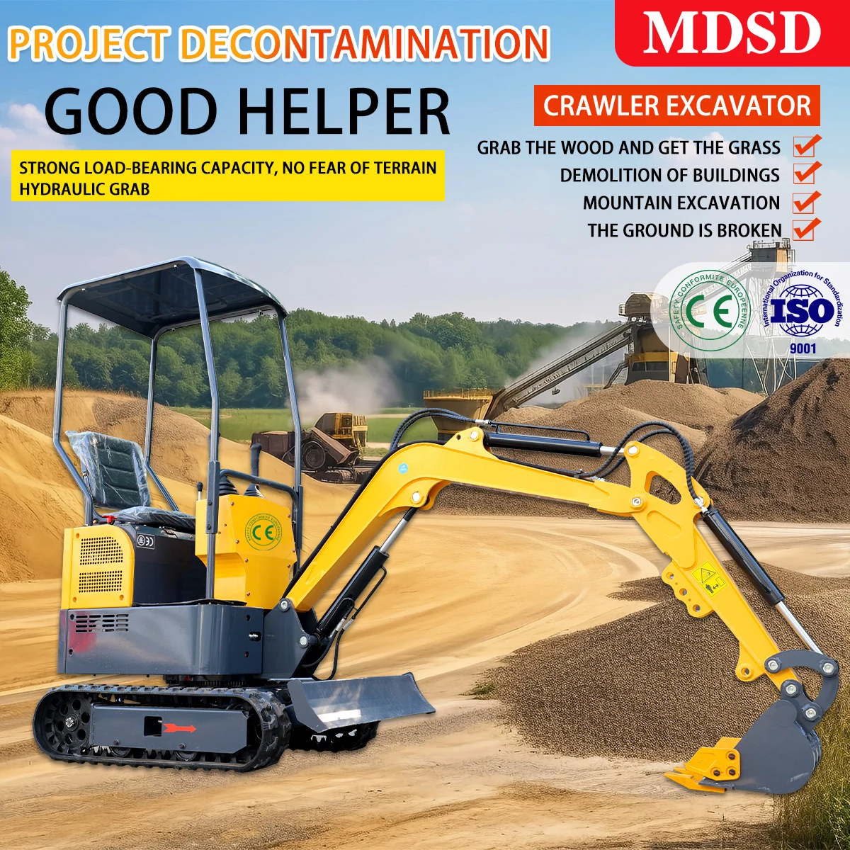 Escavadeira pequena multiuso de 2 toneladas, miniescavadeira agrícola Houdiesel, operação fácil com preço baixo, envio DDP