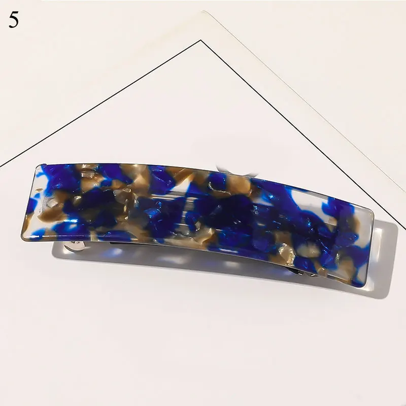 Vintage Acetate Resin Rectangle Hairpins Clips Solid Color Marble Print Side Clips Women Barrettes Hairgrips Hair Accessories