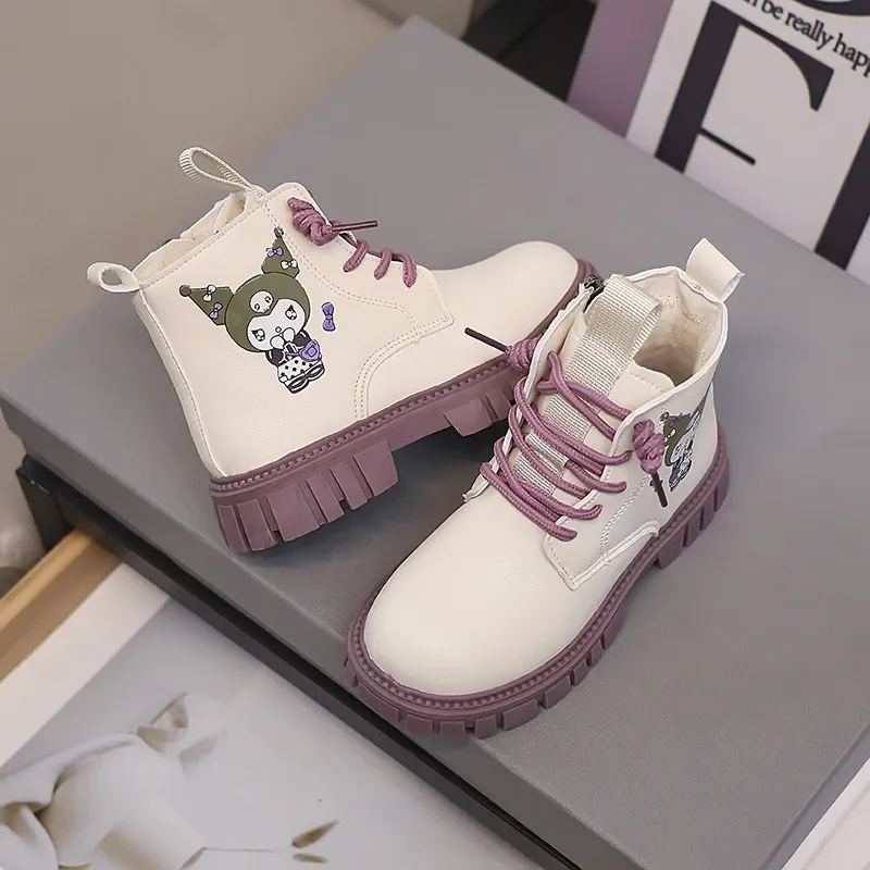 الكرتون سانريو كورومي الفتاة حذاء بوت بطول الكاحل لطيف الأميرة موضة الأطفال الأحذية الجلدية غير رسمية تنوعا الاطفال أحذية بوت قصيرة عدم الانزلاق