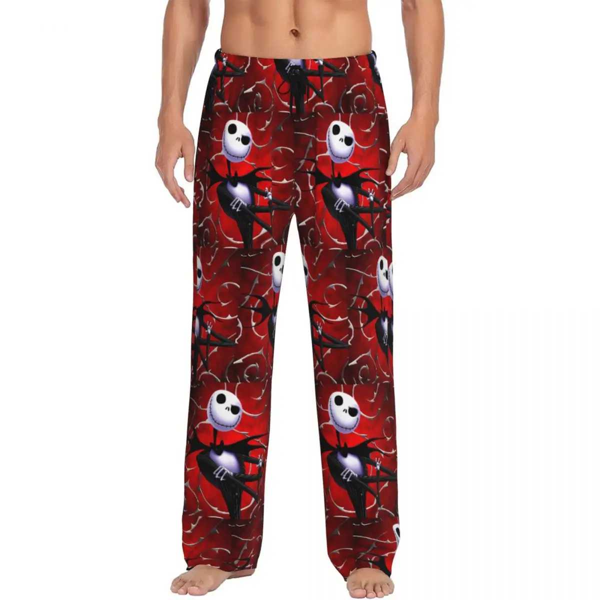 Personalized Custom Nightmare Before Christmas Pajama Pants Men Jack Lounge Sleep Stretch Sleepwear Bottoms with Pockets