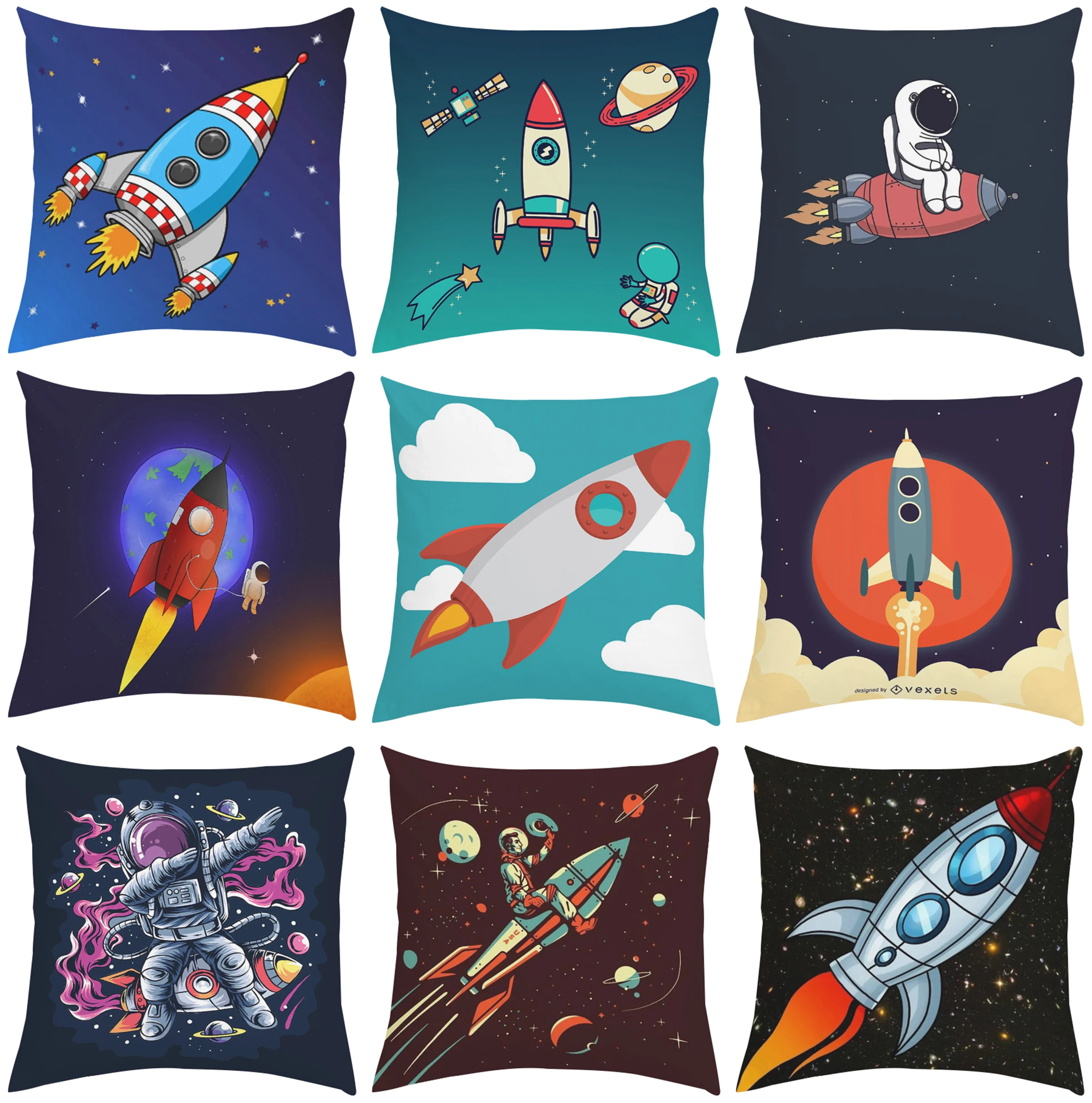 

Cushion Covers for Decorative Cushions Cartoon Astronaut Rocket Spaceship Pillow Cases 45x45 Cushion Cover 45*45 Home Decoration