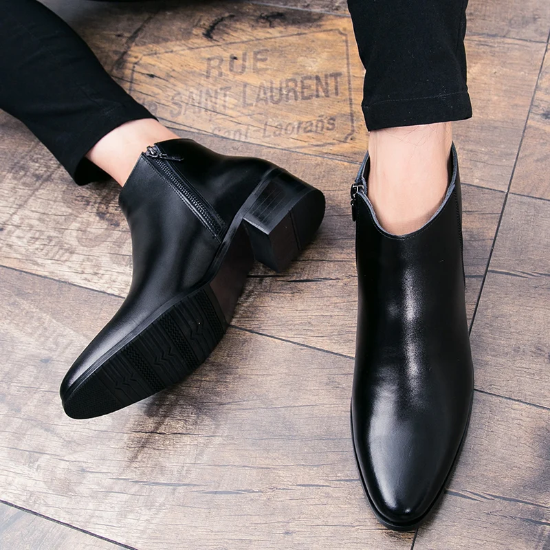 Winter Herren PU-Lederstiefel Klassischer Britischer Stil Casual Business Schuhe Hochwertige Knöchelstiefel für Männer Übergröße 46 Herrenstiefel – Detail 6