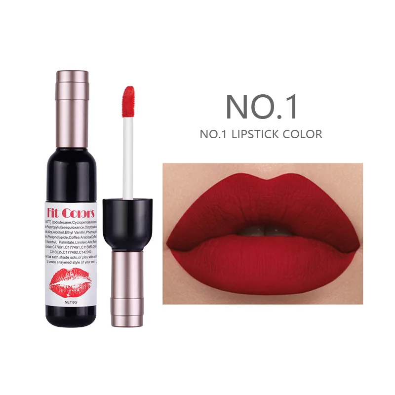 Wine Bottle Lock Color Non-Stick Velvet Lip Glaze Matte Matte Liquid Lipstick