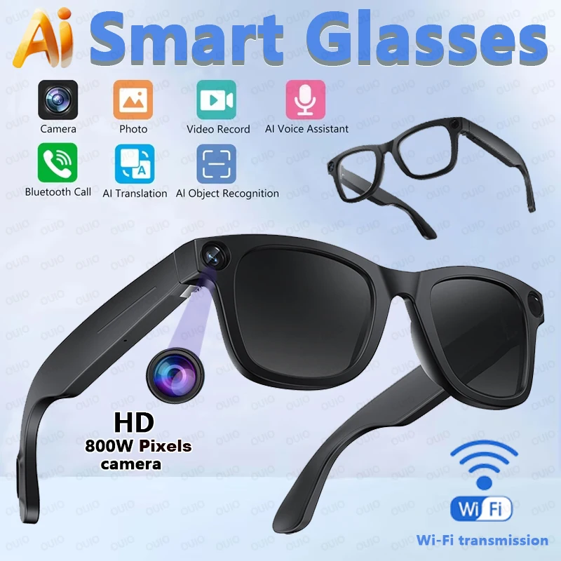 

800W HD Camera Smart Glasses 1080P HD Video Recording Wi-Fi Transmission AI Voice 32GB Memory Used While Charging Smart Glasses