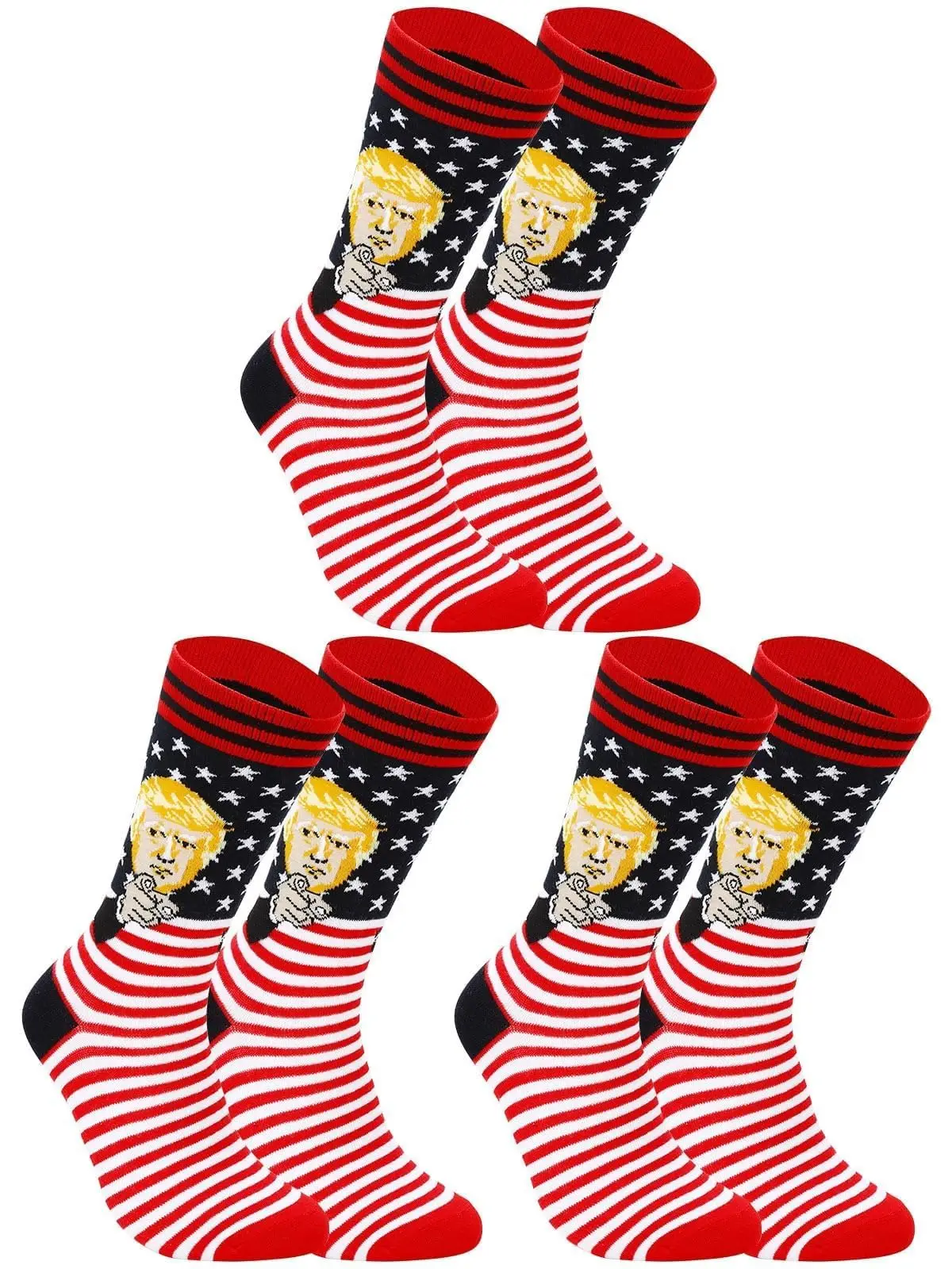 

3 pairs of Trump's funny socks, unisexual, novel and fashionable patriotic socks, a reserved gift for the United States