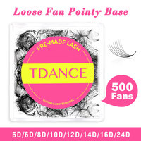 TDANCE 500 Fans Loose Fan Lashes Eyelash Extensions 5D 6D 8D 10D Pointy Base Premade Medium Stem Sharp Thin Russian VolumeLash