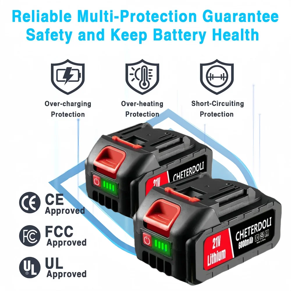 

Batteries Replacement for Makita 6000mAh battery for 18V 20V 21V power tools Battery Compatible with BL1830 BL1840 BL1850