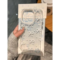 Full Screen White Bow Tie Phone Case for IPhone 16 15 14 13 12 11 Pro Max XR XS X 7 8 Plus Y2K Soft Clear Anti Fall Cover