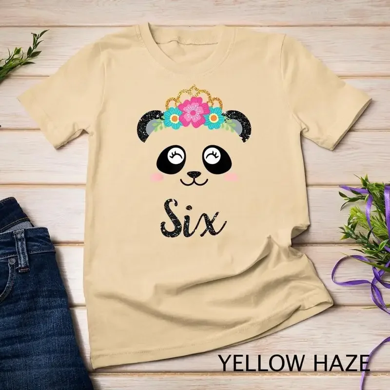 Panda Girl 6th Birthday Outfit Kids Sixth Birthday Shirt Unisex T shirt