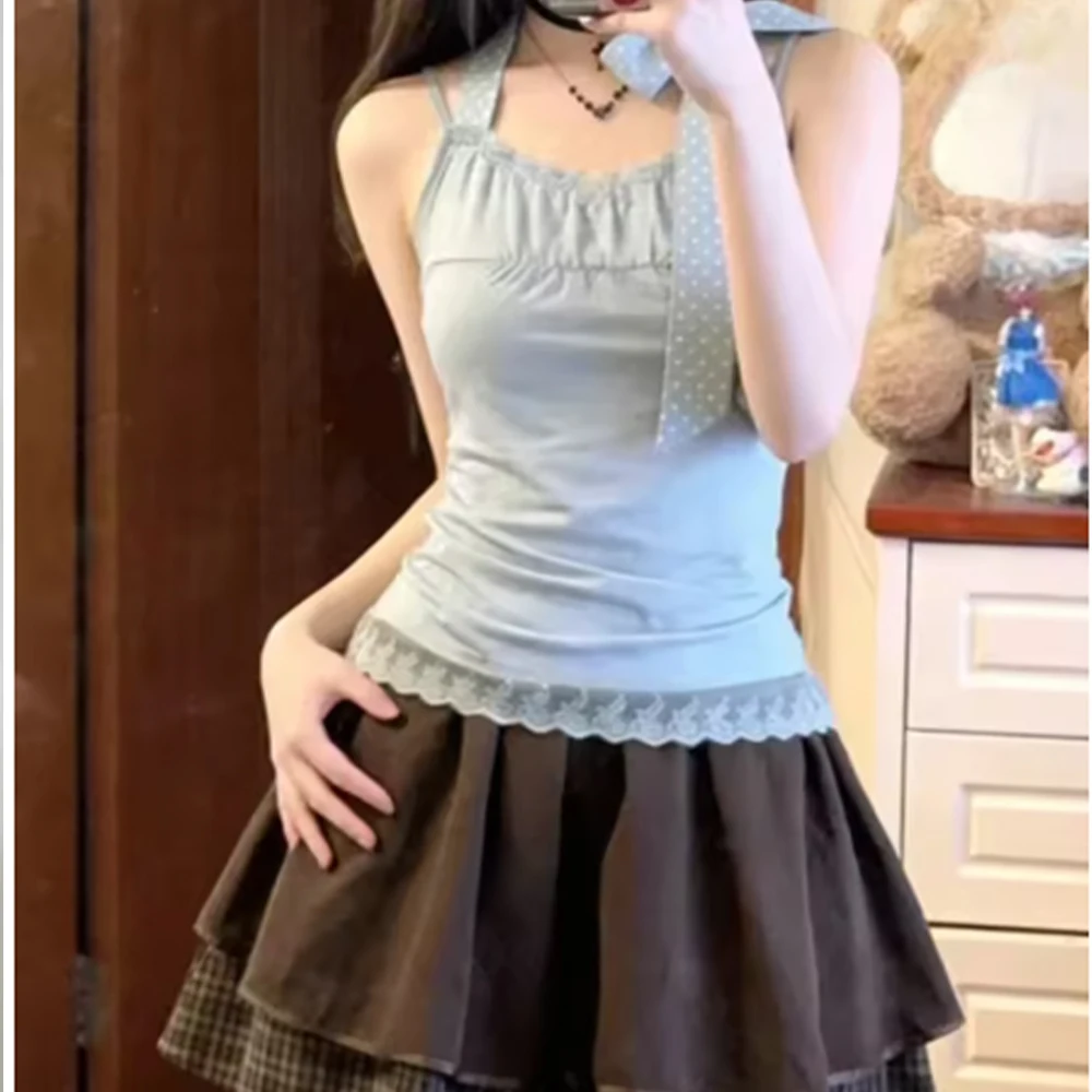 

Harajuku Japan Retro Y2K Cute Lace 2-Piece Set Women's Retro Sweet Top+Mini Cake Skirt New Design Fashionable Harajuku Set 2026