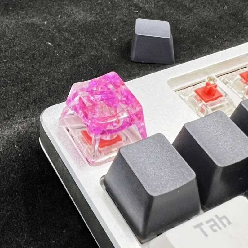 1 stks hoge kwaliteit epoxy diy doorschijnende bladeren droge bloemen papier kruisas mechanische toetsenbord keycap universele accessoires