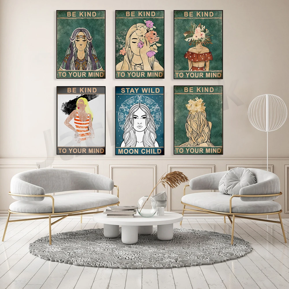 ملصق Be Kind To Your Mind، ملصق زهور، طباعة زهور، فن الحديقة، ديكور فني جداري، ملصق عتيق، فن ريترو، طباعة عتيقة، #4