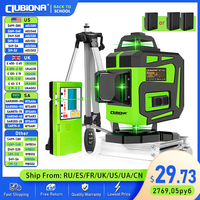 CLUBIONA 3D/4D 12/16 Lines Green Laser Level 360 Horizontal Vertical Cross-Line Self-Leveling Remote Control with 1/2 Batteries