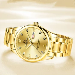 CARNIVAL Minimalist Men's Mechanical Watch Gold Dial Automatic Watches Casual Stainless Steel Clock Male Wristwatch Relogio Saat