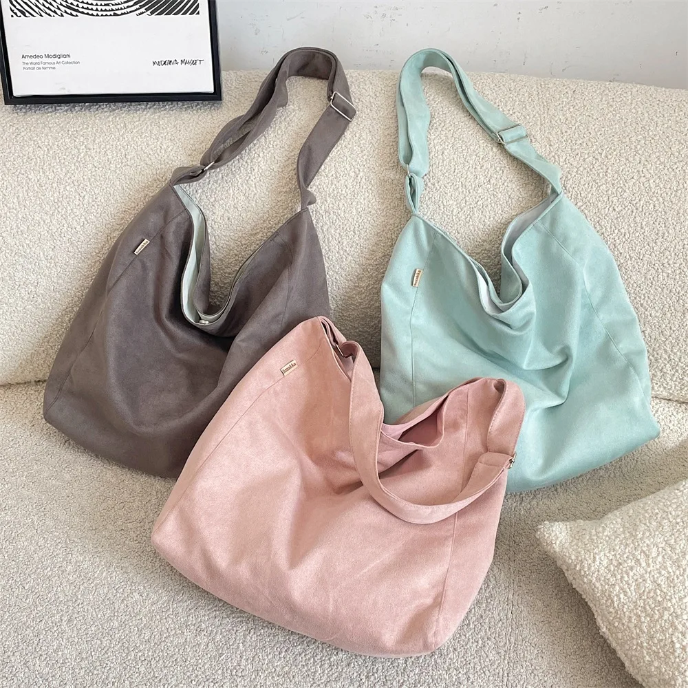 

Корейская замшевая кожаная сумка через плечо для женщин, новинка 2026 года, брендовые большие женские сумки-тоут, роскошные дизайнерские женские сумочки и клатчи